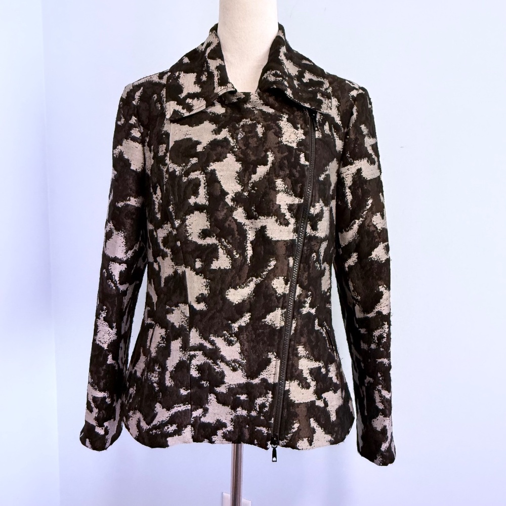 Lafayette 148 New York Women’s Abstract Zippered Collared Blazer Black Size 8